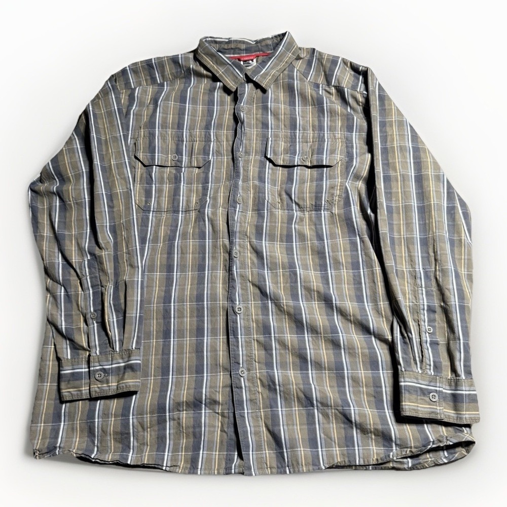 The North Face Men's XL Long Sleeve Multicolor‎ Green Gray Plaid Button Down